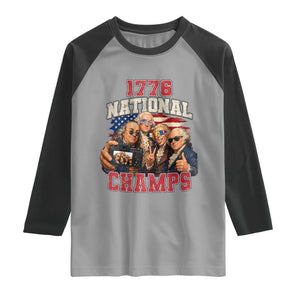 1776 National Champs Funny Founding Fathers Selfie Graphic Raglan Shirt George Washington and Ben Franklin Cool Sunglasses Patriotic