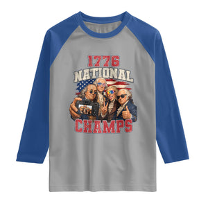 1776 National Champs Funny Founding Fathers Selfie Graphic Raglan Shirt George Washington and Ben Franklin Cool Sunglasses Patriotic