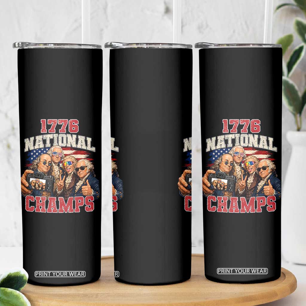 1776 National Champs Funny Founding Fathers Selfie Graphic Skinny Tumbler George Washington and Ben Franklin Cool Sunglasses Patriotic