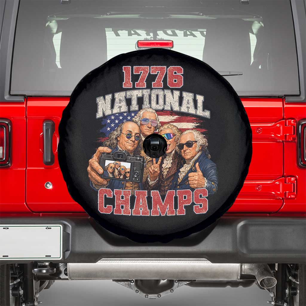 1776 National Champs Funny Founding Fathers Selfie Graphic Spare Tire Cover George Washington and Ben Franklin Cool Sunglasses Patriotic