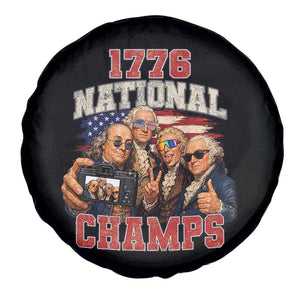 1776 National Champs Funny Founding Fathers Selfie Graphic Spare Tire Cover George Washington and Ben Franklin Cool Sunglasses Patriotic