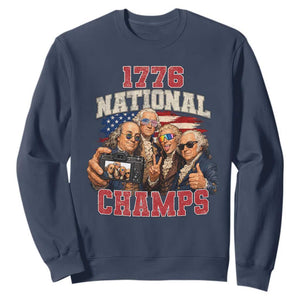 1776 National Champs Funny Founding Fathers Selfie Graphic Sweatshirt George Washington and Ben Franklin Cool Sunglasses Patriotic