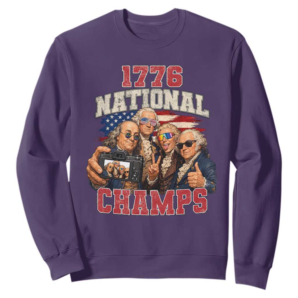 1776 National Champs Funny Founding Fathers Selfie Graphic Sweatshirt George Washington and Ben Franklin Cool Sunglasses Patriotic