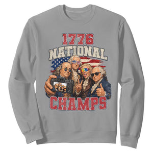 1776 National Champs Funny Founding Fathers Selfie Graphic Sweatshirt George Washington and Ben Franklin Cool Sunglasses Patriotic