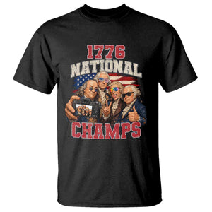 1776 National Champs Funny Founding Fathers Selfie Graphic T Shirt George Washington and Ben Franklin Cool Sunglasses Patriotic