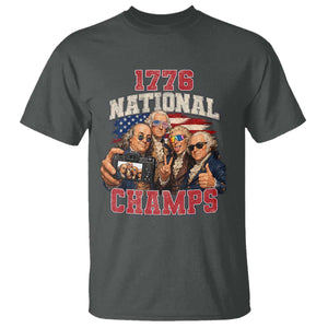 1776 National Champs Funny Founding Fathers Selfie Graphic T Shirt George Washington and Ben Franklin Cool Sunglasses Patriotic