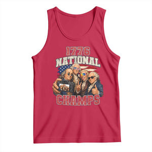 1776 National Champs Funny Founding Fathers Selfie Graphic Tank Top George Washington and Ben Franklin Cool Sunglasses Patriotic