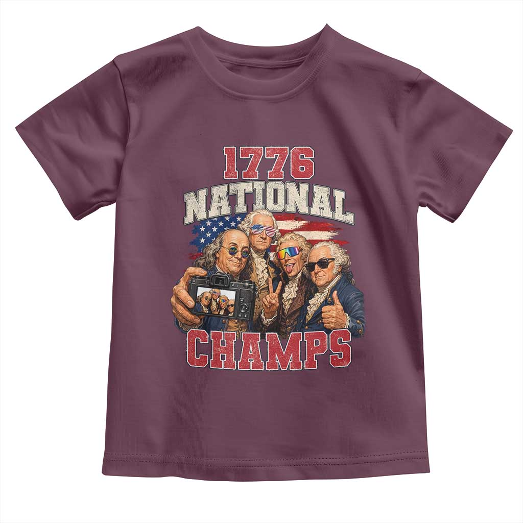 1776 National Champs Funny Founding Fathers Selfie Graphic Toddler T Shirt George Washington and Ben Franklin Cool Sunglasses Patriotic