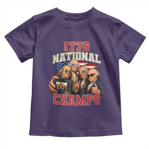 1776 National Champs Funny Founding Fathers Selfie Graphic Toddler T Shirt George Washington and Ben Franklin Cool Sunglasses Patriotic