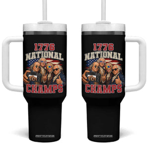 1776 National Champs Funny Founding Fathers Selfie Graphic Tumbler With Handle George Washington and Ben Franklin Cool Sunglasses Patriotic