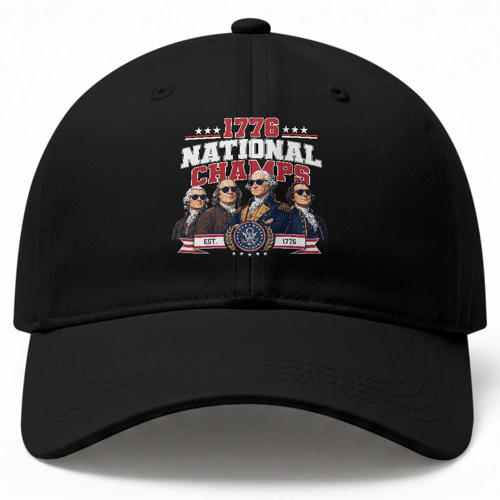 1776 National Champs Est 1776 Vintage Seal Baseball Cap Funny Cool Sunglasses Presidents and Founding Fathers Sports Style Patriotic
