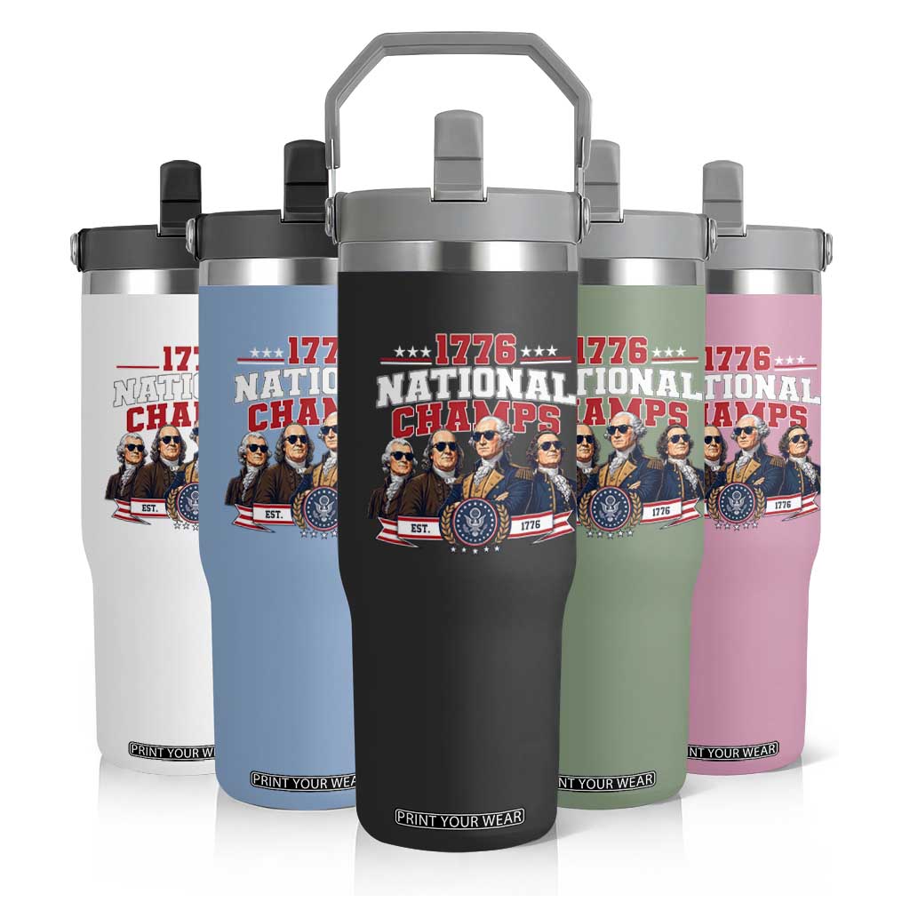 1776 National Champs Est 1776 Vintage Seal Flip Straw Tumbler Funny Cool Sunglasses Presidents and Founding Fathers Sports Style Patriotic TS02 Print Your Wear