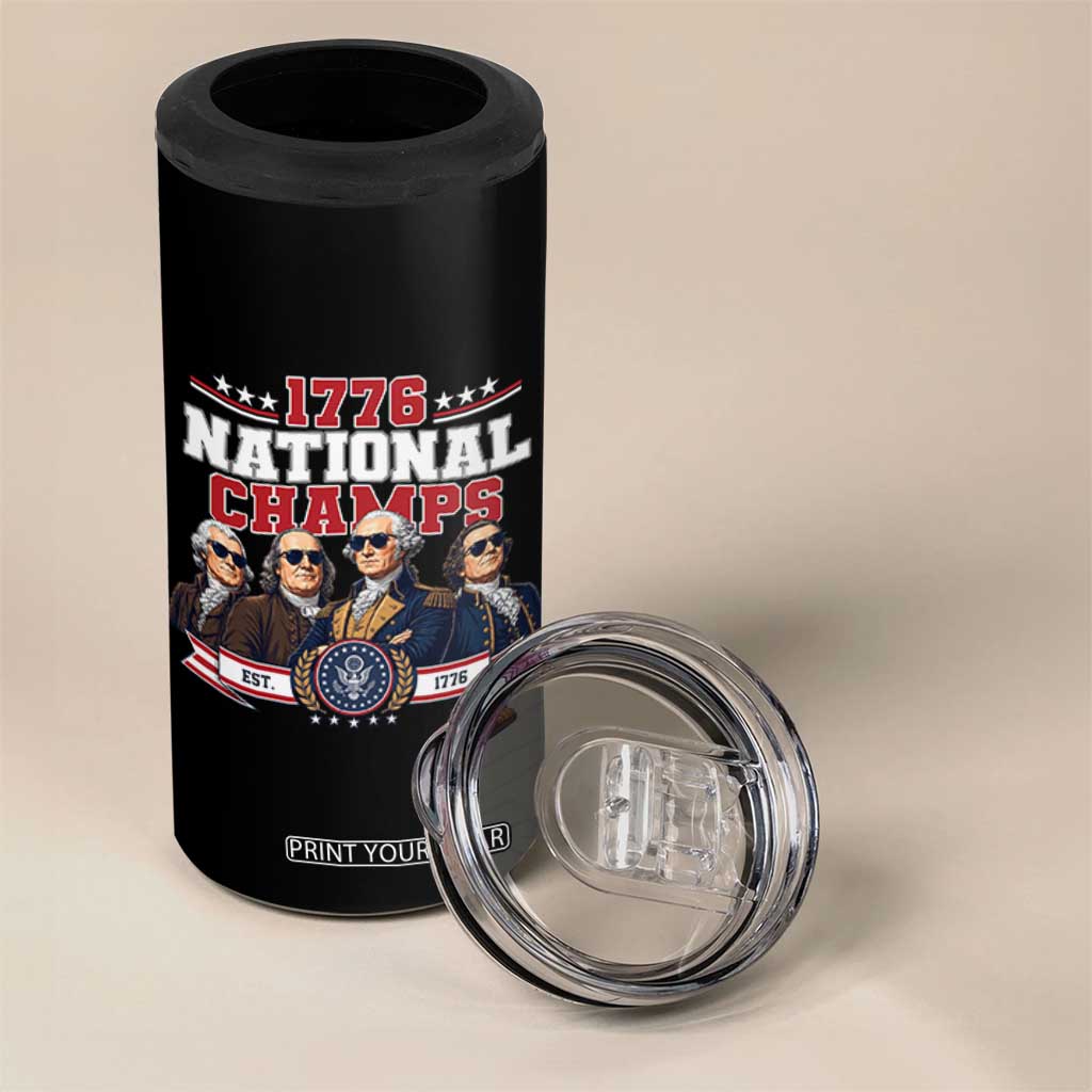 1776 National Champs Est 1776 Vintage Seal 4 in 1 Can Cooler Tumbler Funny Cool Sunglasses Presidents and Founding Fathers Sports Style Patriotic TS02 Print Your Wear