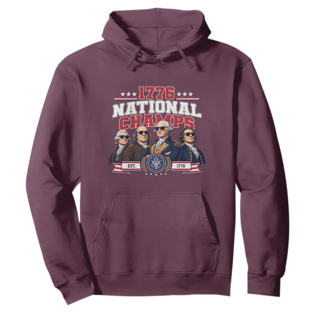1776 National Champs Est 1776 Vintage Seal Hoodie Funny Cool Sunglasses Presidents and Founding Fathers Sports Style Patriotic