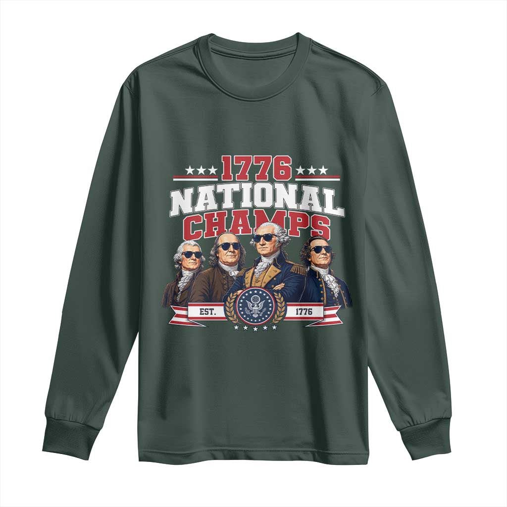 1776 National Champs Est 1776 Vintage Seal Long Sleeve Shirt Funny Cool Sunglasses Presidents and Founding Fathers Sports Style Patriotic