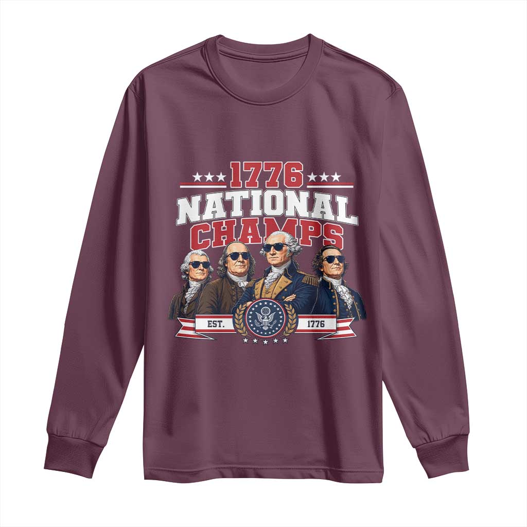 1776 National Champs Est 1776 Vintage Seal Long Sleeve Shirt Funny Cool Sunglasses Presidents and Founding Fathers Sports Style Patriotic