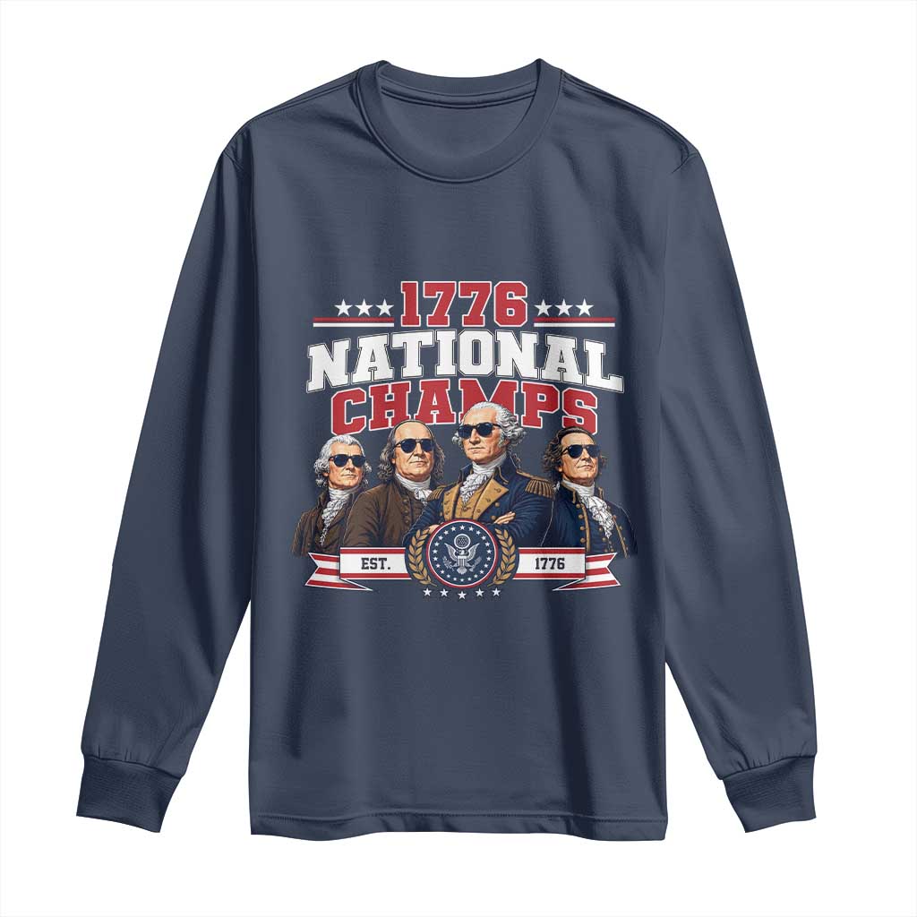 1776 National Champs Est 1776 Vintage Seal Long Sleeve Shirt Funny Cool Sunglasses Presidents and Founding Fathers Sports Style Patriotic