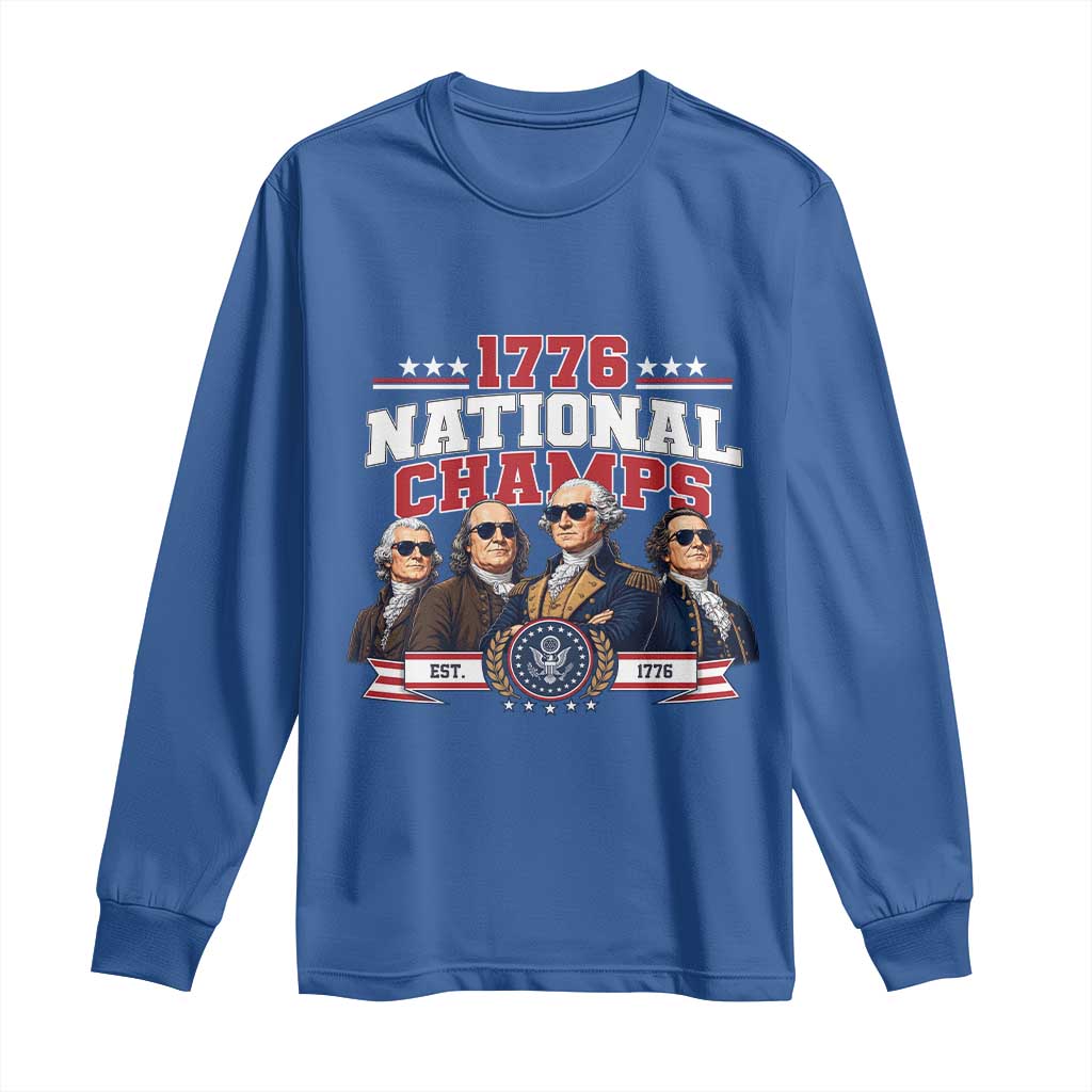 1776 National Champs Est 1776 Vintage Seal Long Sleeve Shirt Funny Cool Sunglasses Presidents and Founding Fathers Sports Style Patriotic
