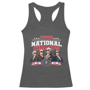 1776 National Champs Est 1776 Vintage Seal Racerback Tank Top Funny Cool Sunglasses Presidents and Founding Fathers Sports Style Patriotic