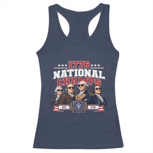 1776 National Champs Est 1776 Vintage Seal Racerback Tank Top Funny Cool Sunglasses Presidents and Founding Fathers Sports Style Patriotic