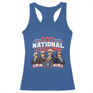 1776 National Champs Est 1776 Vintage Seal Racerback Tank Top Funny Cool Sunglasses Presidents and Founding Fathers Sports Style Patriotic