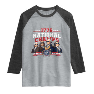 1776 National Champs Est 1776 Vintage Seal Raglan Shirt Funny Cool Sunglasses Presidents and Founding Fathers Sports Style Patriotic