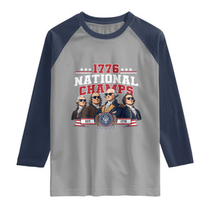 1776 National Champs Est 1776 Vintage Seal Raglan Shirt Funny Cool Sunglasses Presidents and Founding Fathers Sports Style Patriotic