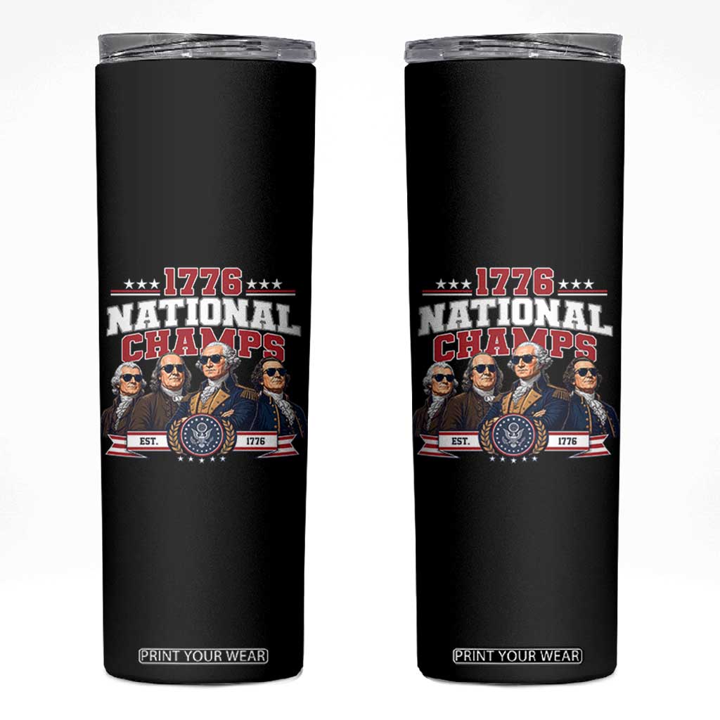 1776 National Champs Est 1776 Vintage Seal Skinny Tumbler Funny Cool Sunglasses Presidents and Founding Fathers Sports Style Patriotic TS02 Black Print Your Wear