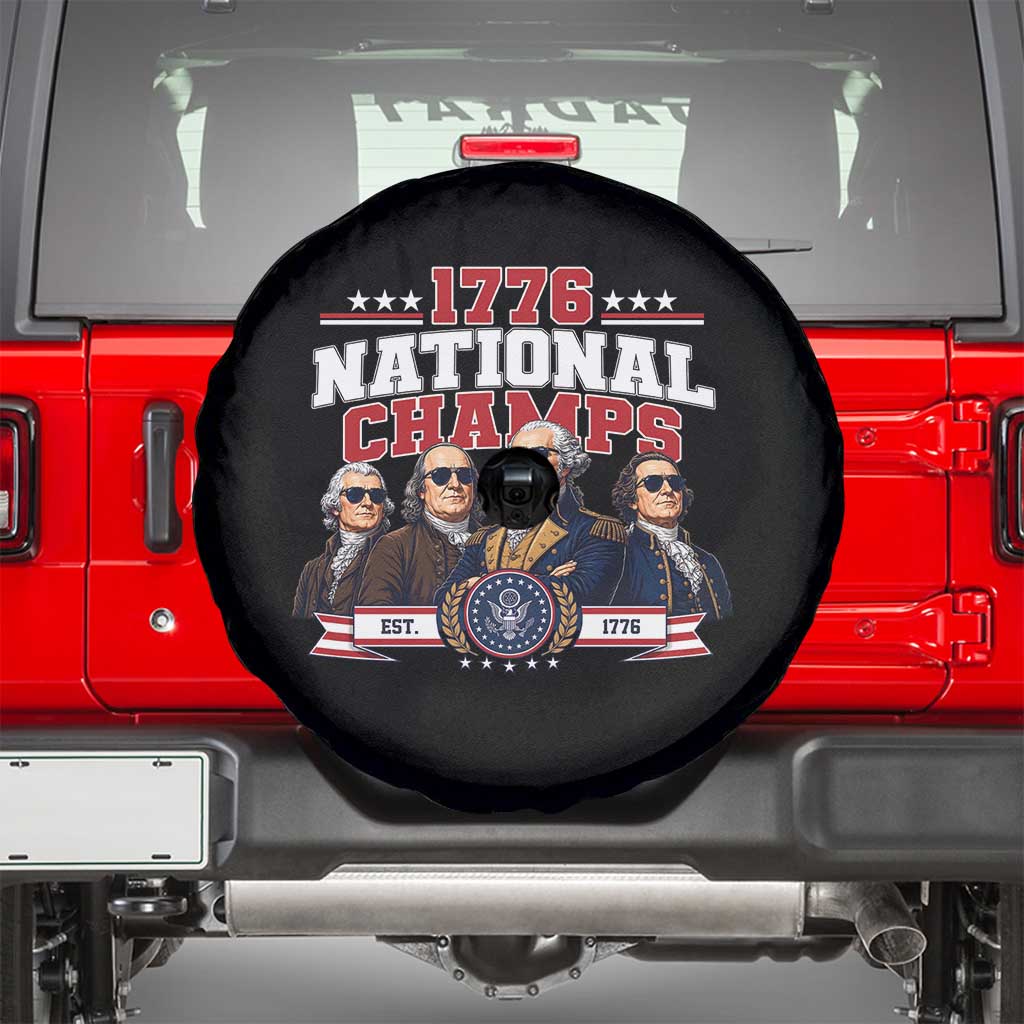 1776 National Champs Est 1776 Vintage Seal Spare Tire Cover Funny Cool Sunglasses Presidents and Founding Fathers Sports Style Patriotic TS02 Black Print Your Wear