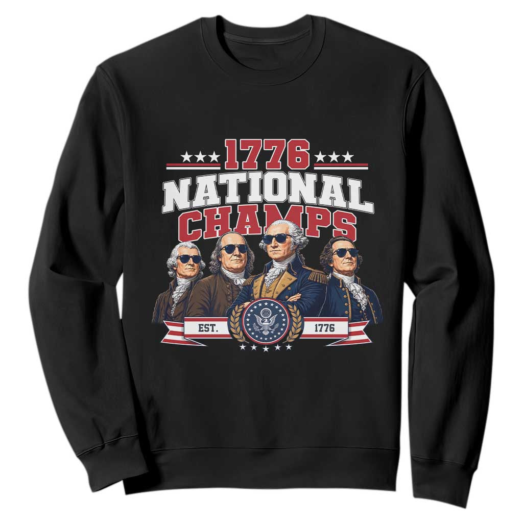 1776 National Champs Est 1776 Vintage Seal Sweatshirt Funny Cool Sunglasses Presidents and Founding Fathers Sports Style Patriotic