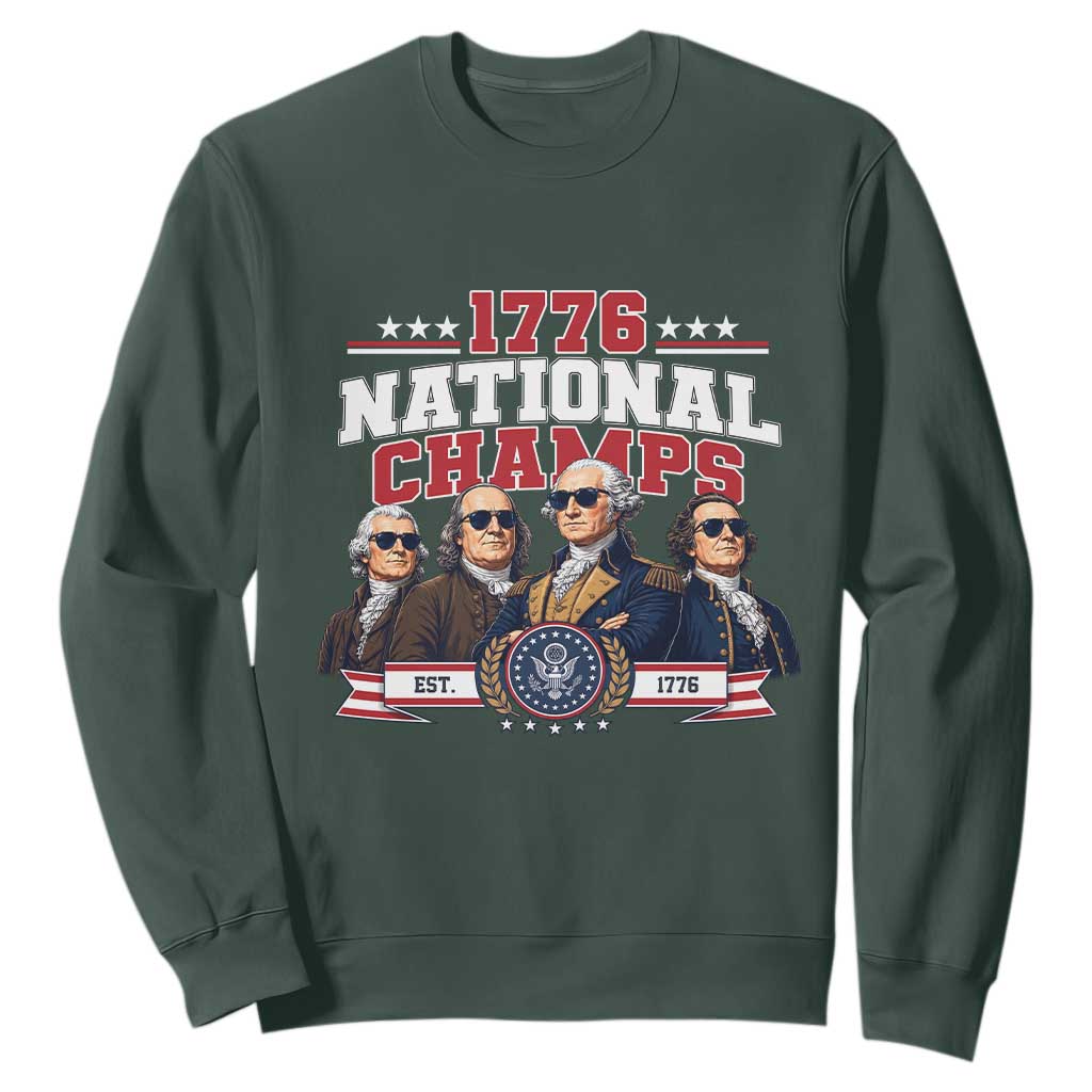 1776 National Champs Est 1776 Vintage Seal Sweatshirt Funny Cool Sunglasses Presidents and Founding Fathers Sports Style Patriotic