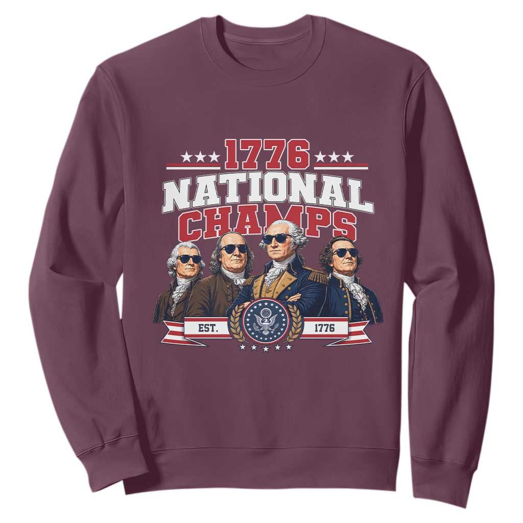 1776 National Champs Est 1776 Vintage Seal Sweatshirt Funny Cool Sunglasses Presidents and Founding Fathers Sports Style Patriotic