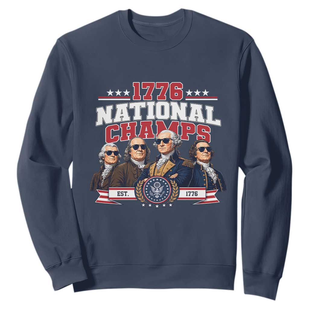 1776 National Champs Est 1776 Vintage Seal Sweatshirt Funny Cool Sunglasses Presidents and Founding Fathers Sports Style Patriotic