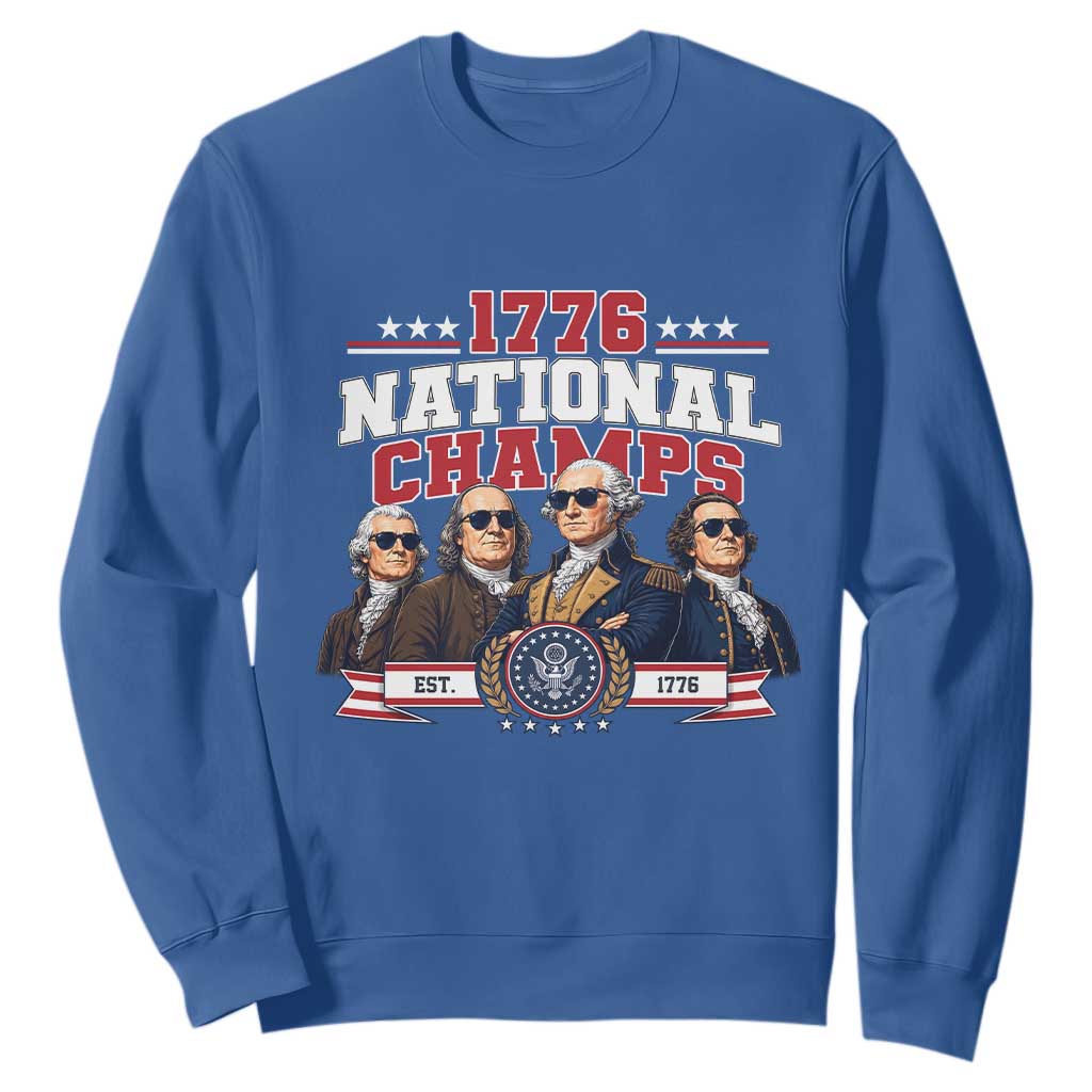 1776 National Champs Est 1776 Vintage Seal Sweatshirt Funny Cool Sunglasses Presidents and Founding Fathers Sports Style Patriotic