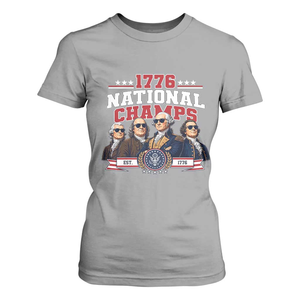 1776 National Champs Est 1776 Vintage Seal T Shirt For Women Funny Cool Sunglasses Presidents and Founding Fathers Sports Style Patriotic TS02 Sport Gray Print Your Wear