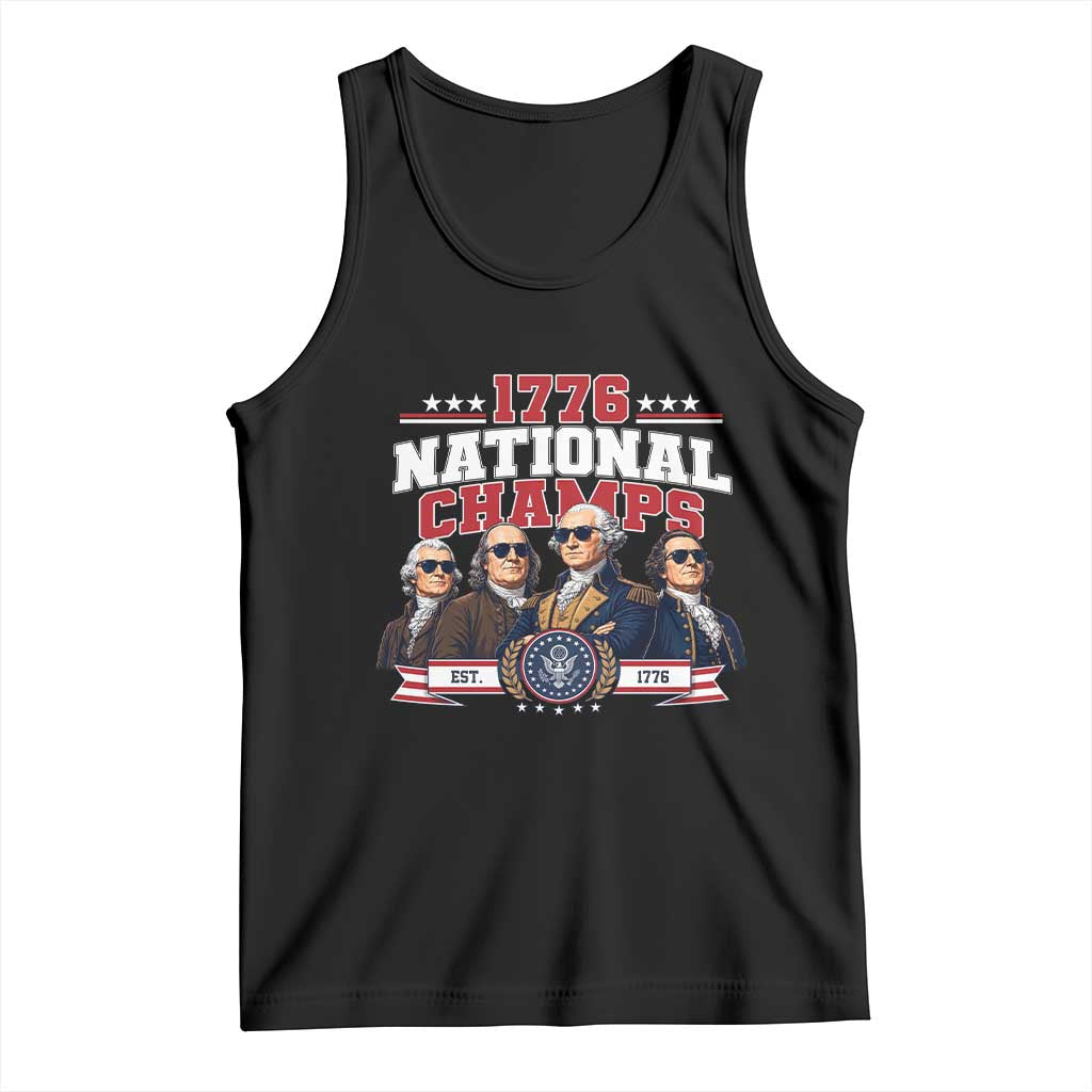 1776 National Champs Est 1776 Vintage Seal Tank Top Funny Cool Sunglasses Presidents and Founding Fathers Sports Style Patriotic