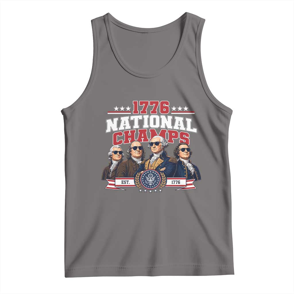 1776 National Champs Est 1776 Vintage Seal Tank Top Funny Cool Sunglasses Presidents and Founding Fathers Sports Style Patriotic
