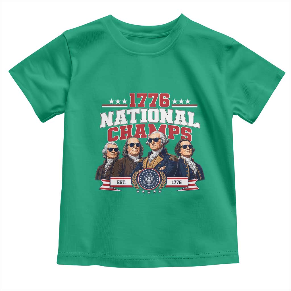 1776 National Champs Est 1776 Vintage Seal Toddler T Shirt Funny Cool Sunglasses Presidents and Founding Fathers Sports Style Patriotic