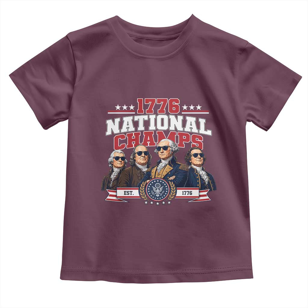 1776 National Champs Est 1776 Vintage Seal Toddler T Shirt Funny Cool Sunglasses Presidents and Founding Fathers Sports Style Patriotic