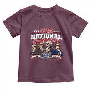 1776 National Champs Est 1776 Vintage Seal Toddler T Shirt Funny Cool Sunglasses Presidents and Founding Fathers Sports Style Patriotic