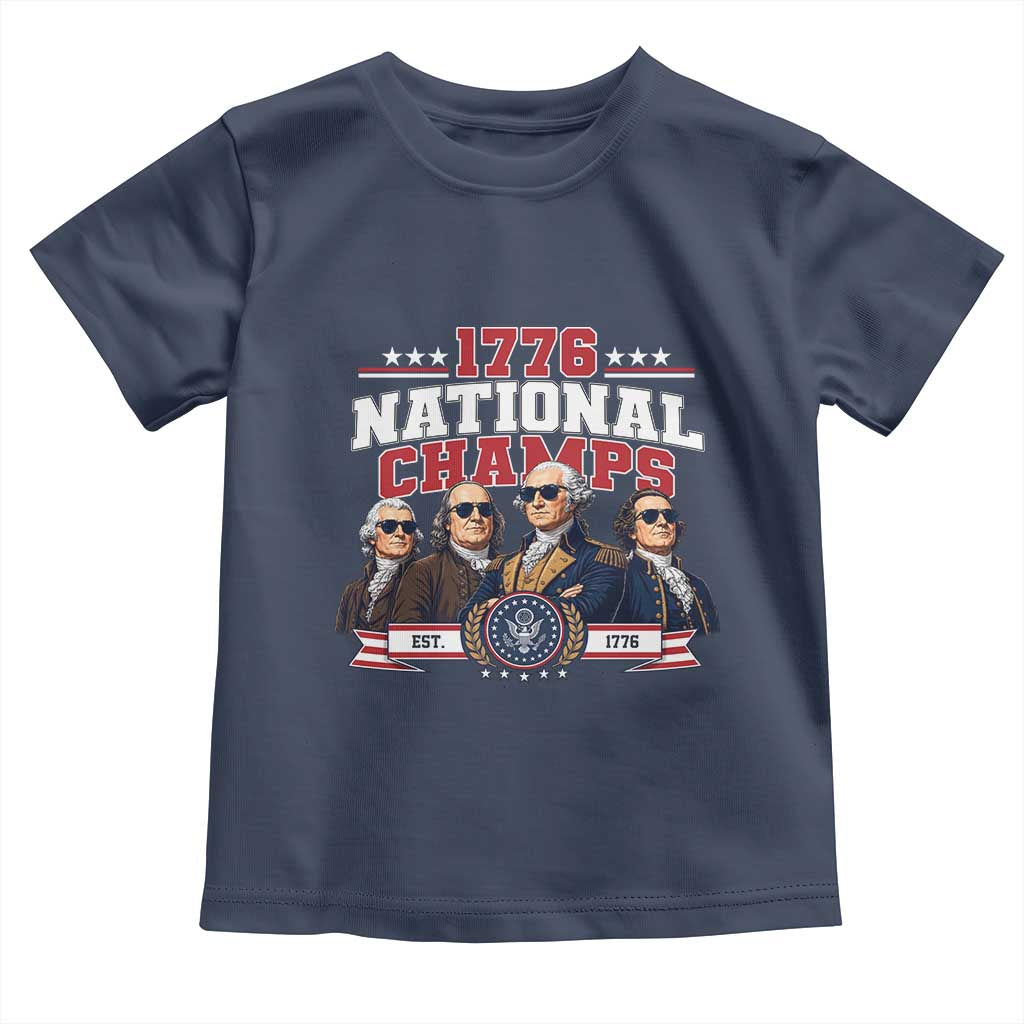 1776 National Champs Est 1776 Vintage Seal Toddler T Shirt Funny Cool Sunglasses Presidents and Founding Fathers Sports Style Patriotic