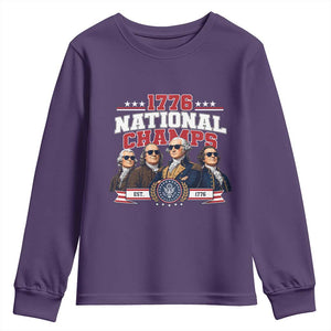1776 National Champs Est 1776 Vintage Seal Youth Sweatshirt Funny Cool Sunglasses Presidents and Founding Fathers Sports Style Patriotic