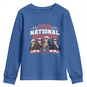 1776 National Champs Est 1776 Vintage Seal Youth Sweatshirt Funny Cool Sunglasses Presidents and Founding Fathers Sports Style Patriotic