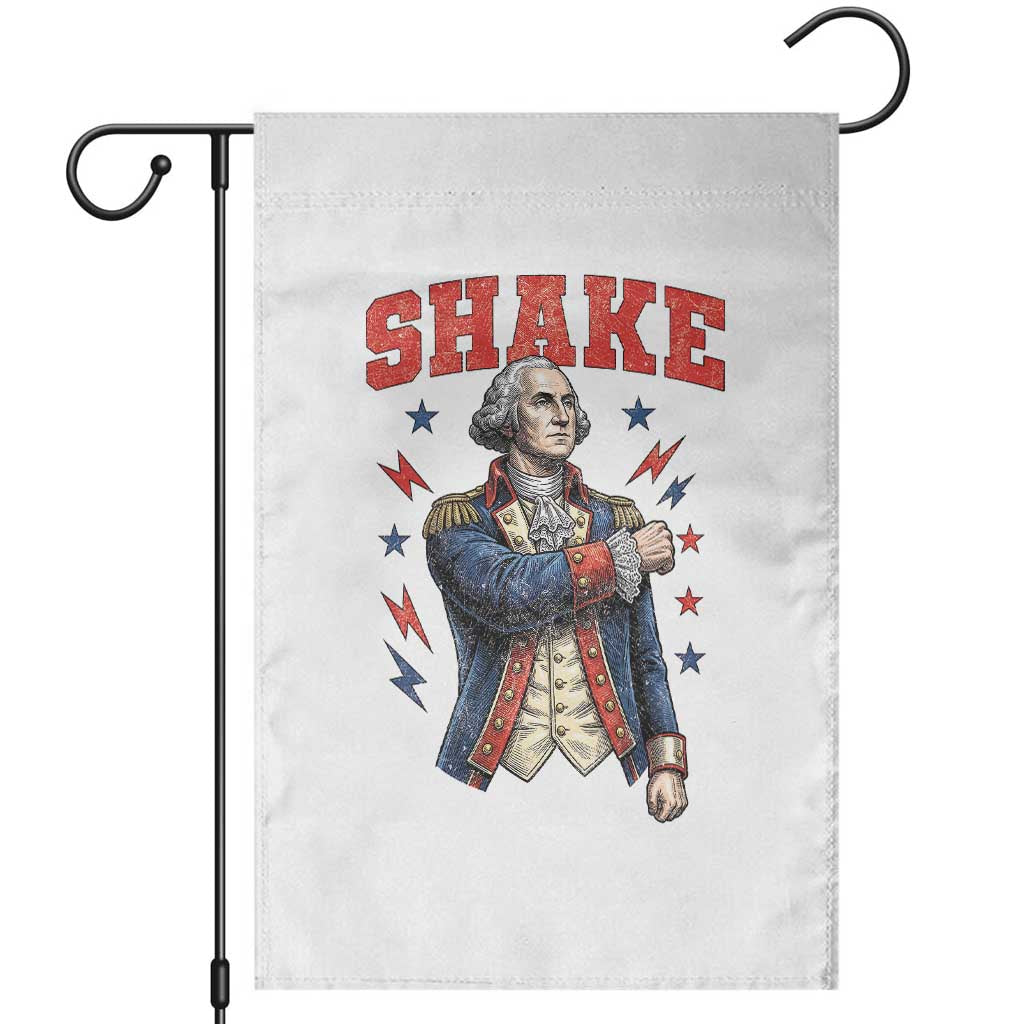 Shake Funny George Washington Patriotic Graphic Matching Garden Flag Vintage Founding Father Distressed Stars and Lightning Bolts Dynamic Duo