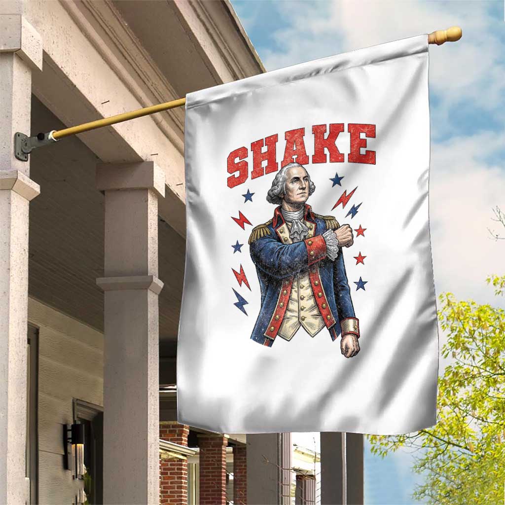 Shake Funny George Washington Patriotic Graphic Matching Garden Flag Vintage Founding Father Distressed Stars and Lightning Bolts Dynamic Duo