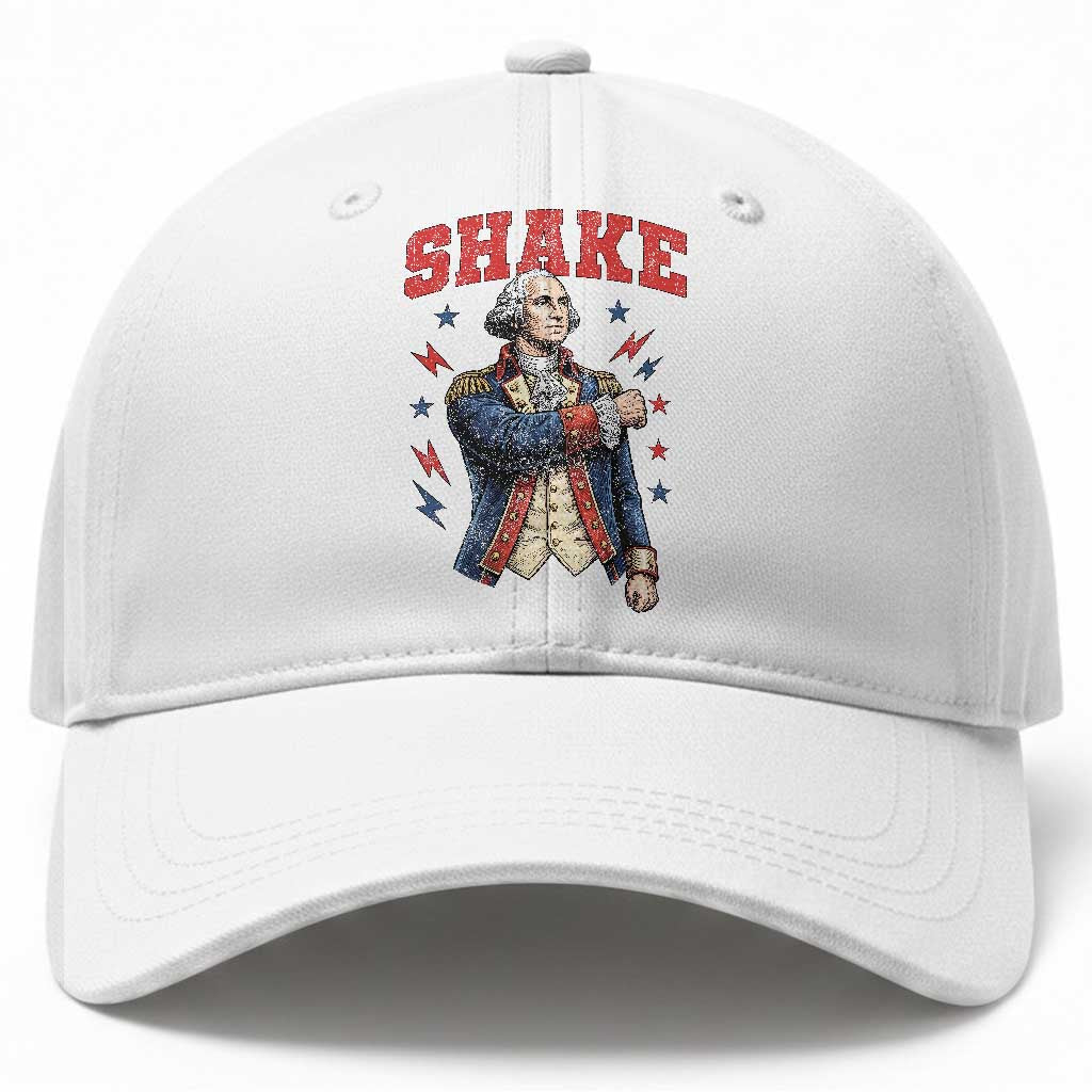 Shake Funny George Washington Patriotic Graphic Matching Baseball Cap Vintage Founding Father Distressed Stars and Lightning Bolts Dynamic Duo