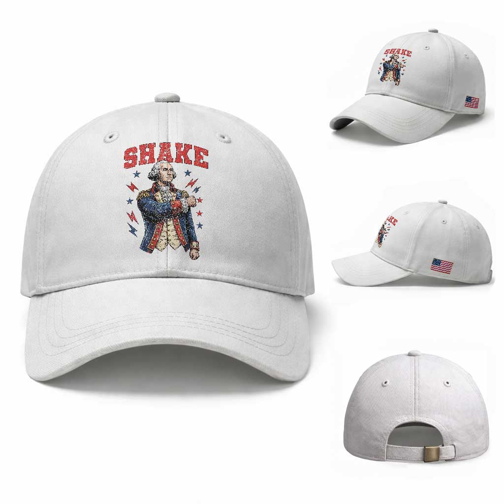 Shake Funny George Washington Patriotic Graphic Matching Baseball Cap Vintage Founding Father Distressed Stars and Lightning Bolts Dynamic Duo
