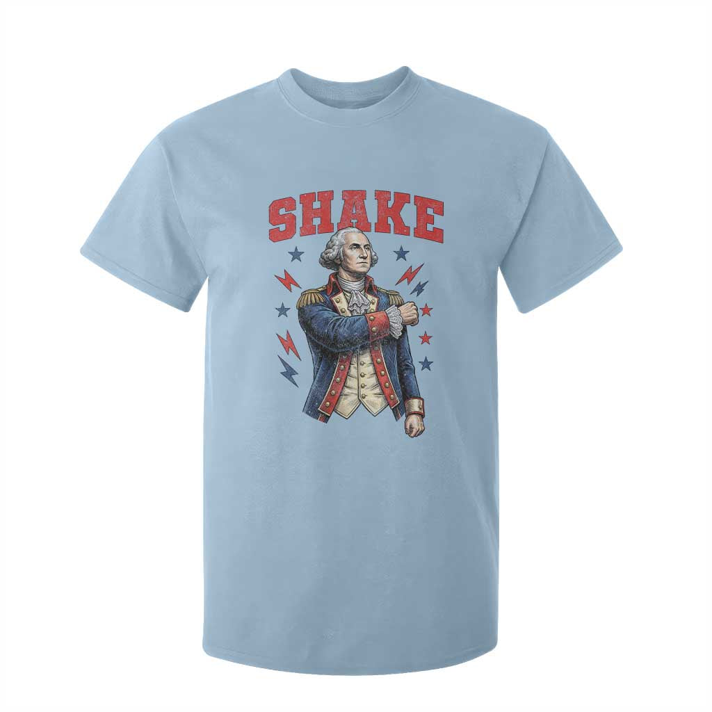 Shake Funny George Washington Patriotic Graphic Matching T Shirt For Kid Vintage Founding Father Distressed Stars and Lightning Bolts Dynamic Duo
