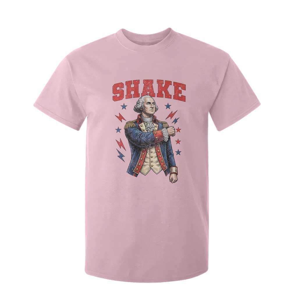 Shake Funny George Washington Patriotic Graphic Matching T Shirt For Kid Vintage Founding Father Distressed Stars and Lightning Bolts Dynamic Duo