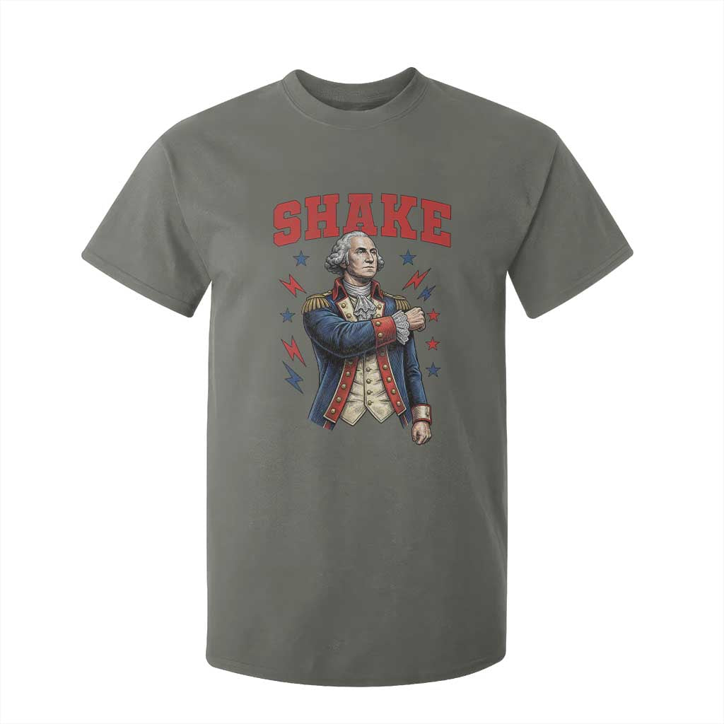 Shake Funny George Washington Patriotic Graphic Matching T Shirt For Kid Vintage Founding Father Distressed Stars and Lightning Bolts Dynamic Duo